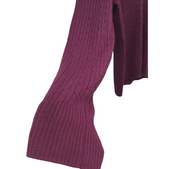 J.crew Womens Cable Knit V-Neck Sweater Size Medium Purple Preppy Classic Fall - Picture 5 of 6